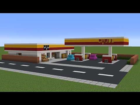 How to Build a Shell Gas Station In Minecraft "Petrol Station tutorial"