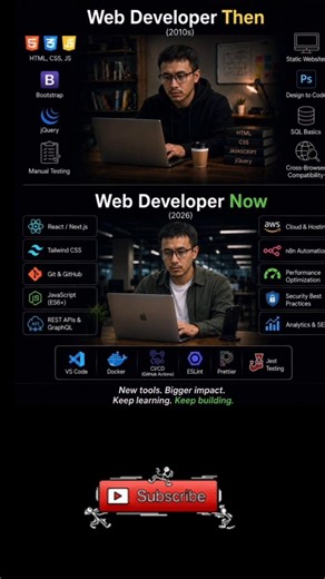 Web Developer Then vs Now | 2010 vs 2026🚀 #study