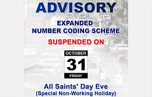Number coding suspended on Friday, Oct. 31, 2025, All Saints' Day Eve —MMDA