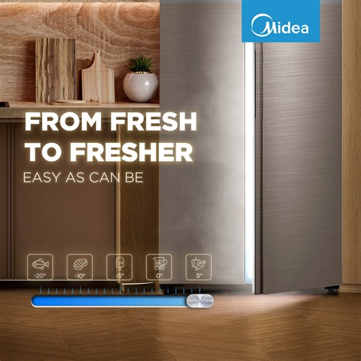 8.2K reactions · 30 shares | ✨ From Fresh to Fresher, Easy as Can Be! ✨  With Midea's smart cooling tech, every bite stays crisp and delicious.  ✅ Perfect temperature, every time. ✅ Odor-free freshness. ✅ Energy-efficient design. Tag a friend who needs a fridge upgrade!  #FreshWithMidea #Midea #MomentsofHome #BuildYourMideaHome | Midea | Facebook