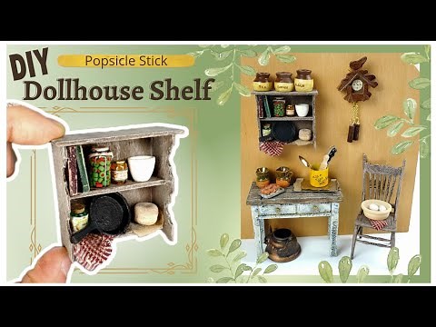 EASY Miniature popsicle stick shelf • DIY dollhouse furniture