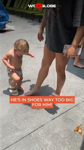 The Baby Boy Takes on a GIANT Slipper One Tiny Step at a Time