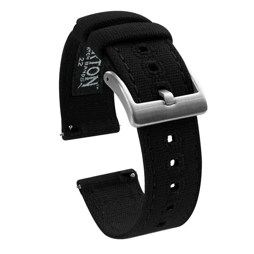 Black Premium Canvas Watch Band - Lorier Neptune / Falcon / Hyperion (20mm)