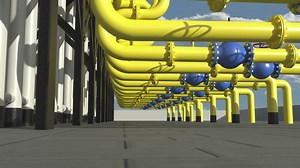 Chiller cooling system at the compressor station. Heat exchanger in which air and water reduce the temperature for heavy industry, seamless loop | Premium Stock Video Footage