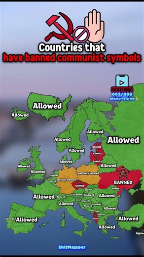 Is communist symbols banned in your country?☭ #shorts #map #europe #usa #communism #geography