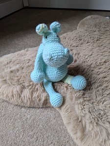 Crochet Blue Hippo Plush – Handmade Amigurumi Stuffed Animal With Striped Ear and Leg - Etsy Australia