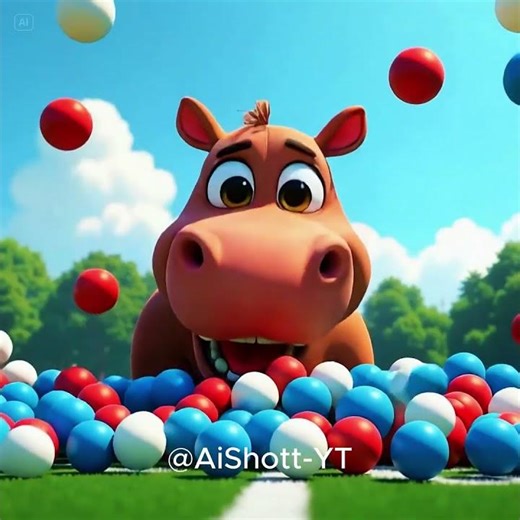 Giant Hippo | Adorable 3D Cartoon Creature #aivideo #3danimation #kidsvideo #cartoonanimals