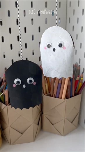 Easy Halloween art 🕷️ 🕸️ 🎶 | How to Make Paper Ghost #shorts #papercraft