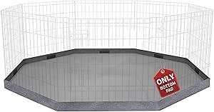 Jalove Acrylic Dog Playpen Indoor, 8 PCS Plastic Puppy Playpen with Door, Clear PlayPen for Dog Cat Rabbit Ferret, Easy Assemble Pen, Preferable Small Cage, Black, 33.5" L x 33.5" W x 24" H