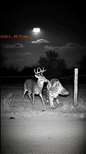 CCTV Records Tiger Stalking Deer at Oklahoma Ranch — Terrifying Night Footage! #cctvfootage #cctv