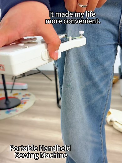 I can't believe how convenient this sewing machine is#HandyHelper #SewingOnTheGo #NoMoreTailorBills #DIYEasy #LifeHack #PortablePerfection