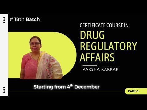 Certificate course in " Drug Regulatory Affairs" | 18th Batch