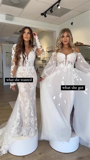 Did you buy the #weddinggown you originally wanted? @omlbridal shares a few dressses wanted and what was actually bought! #weddingdress #weddinginspo #weddingchicks #dressshopping #weddingdresses | Wedding Chicks