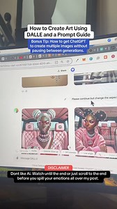 2.9K views · 82 reactions | Just drop your guide into ChatGPT and watch it create unique, stunning art with Dall-E. ✨ Whether you draw by hand or not, AI is here to elevate your creativity. Master it, don’t fear it!  #AIArt #DalE #ChatGPTHacks #PromptMagic #DigitalArtRevolution #CanvaTips #CreateWithAI #EmbraceTheFuture | Me'sha Bazemore | Facebook