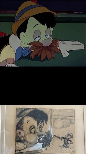 Pinocchio smoking cigar 1940 animation art drawing - Disney