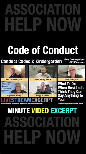 HOA “Code of Conduct”… Or Just Basic Kindergarten Rules?