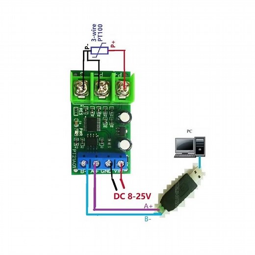 PT21A01 RS485 Temperature Measurement Modbus RTU Board Sensor Module