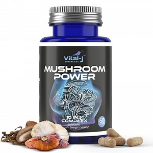 10-IN-1 Mushroom Complex for Gut Health, Focus, Energy & Vitality - Nootropic Supplement, 60 Caps