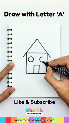 🛖 Easy Drawing with Letter 'A' 🎨 Letter Art A to Z #shorts #viral #art #trending #diy #fun #english