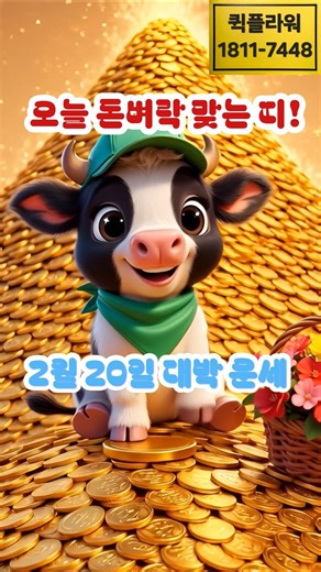 2월 20일(금), 오늘 금전운 1위인 띠는?! 순둥이가 쏘는 황금 기운 (15초 운세) #shorts #퀵플라워 #오늘의운세 #재물운 #띠별운세 #fyp #fypviral