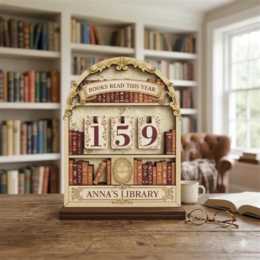 Vintage Botanical Wooden Book Tracker Sign, Personalized Reading Counter, Custom Library Display, Wooden Flip Number Decor - Etsy