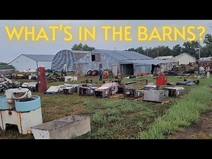 These barns were PACKED FULL of old NOS car parts, signs, & oil cans from a closed car dealership!