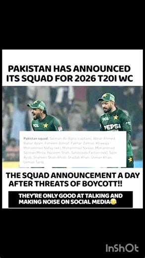 Big BREAKING ÷Pakistan Cricket team Squad Announced. Drama Paused. World Cup Mode ON! 🟢🔥