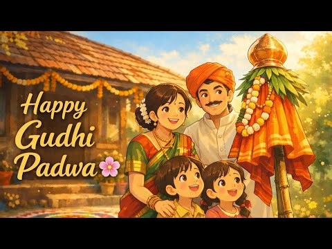 Gudhi Padwa 2026 | Marathi Festival Story | Ghibli Style Animation | New Year Celebration 🌸
