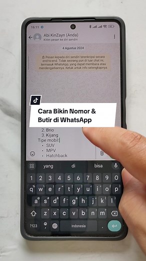 Cara Bikin Nomor & Butir Otomatis di WhatsApp