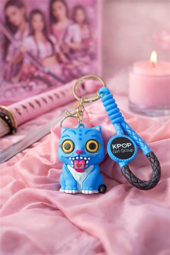 Kpop Girl Group Cat Keychain, Blue Kawaii Kitty Bag Charm - Etsy