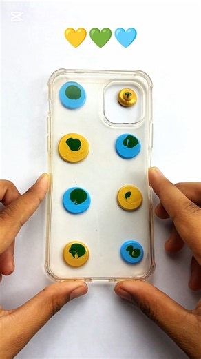 Satisfying Phone Cover with Diy Stylish Art 🩵💛#satisfying #colouring #cover #viralshorts