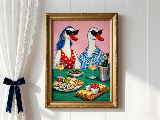 Duck Fowl Dinner Party Poster, Quirky Animal Poster, Vintage Geese Print, Dining Room Poster, Kitchen Decor - Etsy