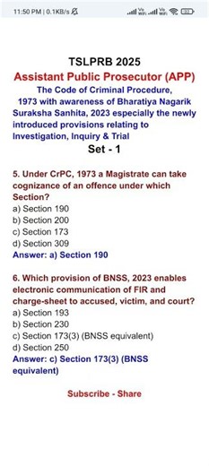 CrPC 1973 & BNSS 2023 Set 1 #tslprb #app #tslprbupdates #appexam #trending #viral