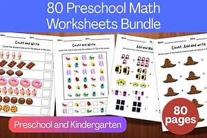 Printable Preschool Math Worksheets Bundle | 80 Pages of Counting & Addition Activities | Kindergarten Learning Pack - Etsy Canada