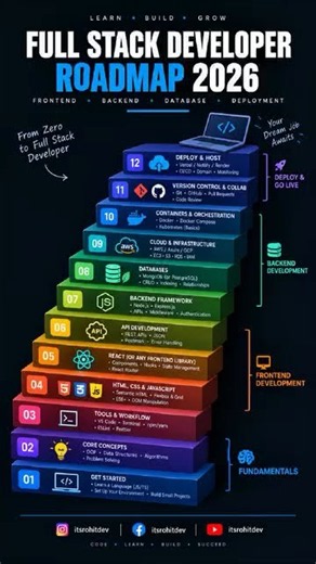 💻 Full Stack Developer Roadmap 2026 #coding #webdevelopment #programming #codingtips