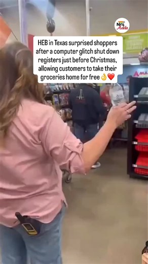 Nris_Adda on Instagram: "HEB in Texas surprised shoppers after a computer glitch shut down registers just before Christmas, allowing customers to take their groceries home for free @heb ❤️👌"