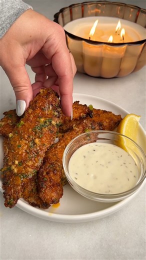 Cowboy Butter Chicken Tendes RECIPE: https://badbatchbaking.com/cowboy-butter-chicken-tenders/ #chickentenders #appetizers #gamedayfood #cowboybutter #airfryerrecipes | Bad Batch Baking by Mallory Austin