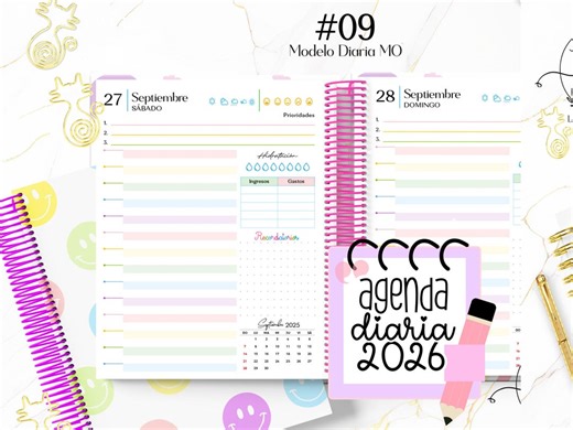 Agenda digital diaria, planificador diario 2026, agenda descargable, planner digital, archivo imprimible pdf, medio oficio - Etsy México