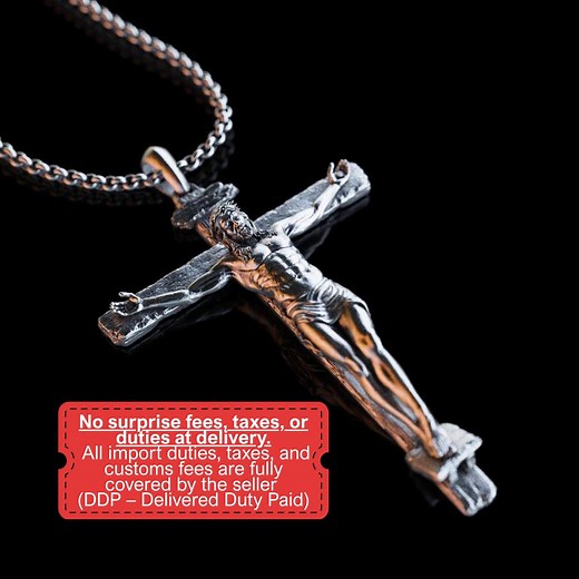 Handmade Silver Jesus Crucifix Necklace,3d Jesus Relief Cross Savior Pendant,engraved Jesus Religious Charm,silver Man Necklace,gift for Men - Etsy