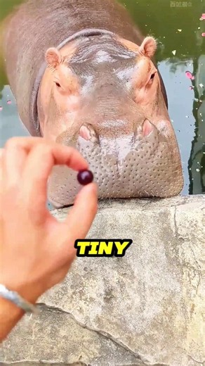 The Hippo's Reaction to One Tiny Grape 😂❤️