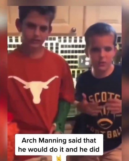 Texas Longhorns QB Arch Manning called his shot at a young age 🤘 (via @TexSandss/X)