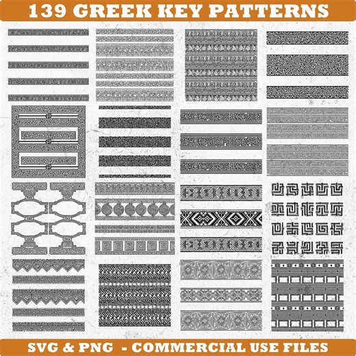 Intricate Greek Key Patterns Svg & Png Bundle for Cricut and Laser Engrave Projects Instant Downloads - Etsy