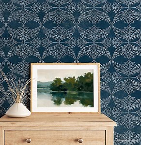 Batik Wall Stencil Lily Moon | Large Stencil for Walls | DIY Wall Paint Decor | Custom Painted Wallpaper - Etsy