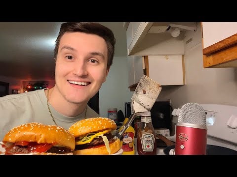 ASMR | Cooking & Eating BURGERS with Me 🍔🍽️ (mukbang + relaxing cooking sounds)