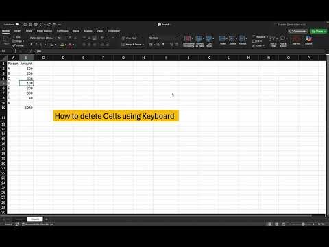 Delete Row in Excel using Keyboard