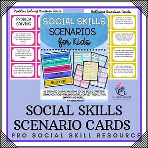 SOCIAL SKILLS Scenario Cards - Friendship Conflict Bullying Group Counseling