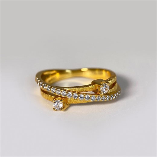 Golden Vermeil Sterling Silver Stackable Ring, Lab-grown Gemstones - Etsy