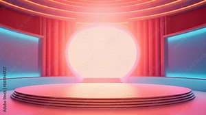 podium Futuristic showcase with platform for product displaying. Empty modern stage display. Seamless looping motion design. Video animation Ultra HD 4K 3840x2160