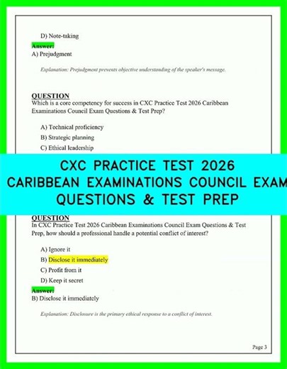 CXC 2026 Practice Test: Official Caribbean Examinations Council Questions & Test Prep