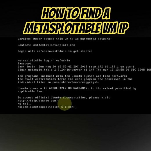 How to Find a Metasploitable VM IP. #coding #linux #linuxrepository #ethicalhacking